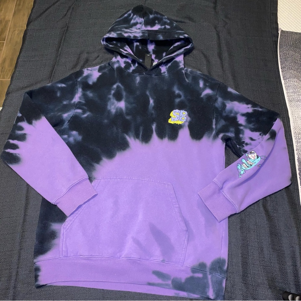 Squidward Tie-Dye Purple and Black Hoodie